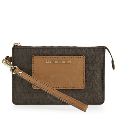 michael kors bedford studded zip clutch acorn|MICHAEL KORS Bedford Signature Clutch .